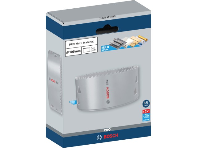 Žaga za izrezovanje lukenj Bosch PRO Multi Material, Dimenzije: 105x44mm, z navojem, 2608901535